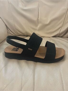 Reef Black Slingback Double-Strap Sandal with Tan Footbed